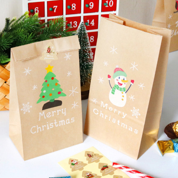 6 papir kraft bag cadeau Noël joyeux Noël sac en papier