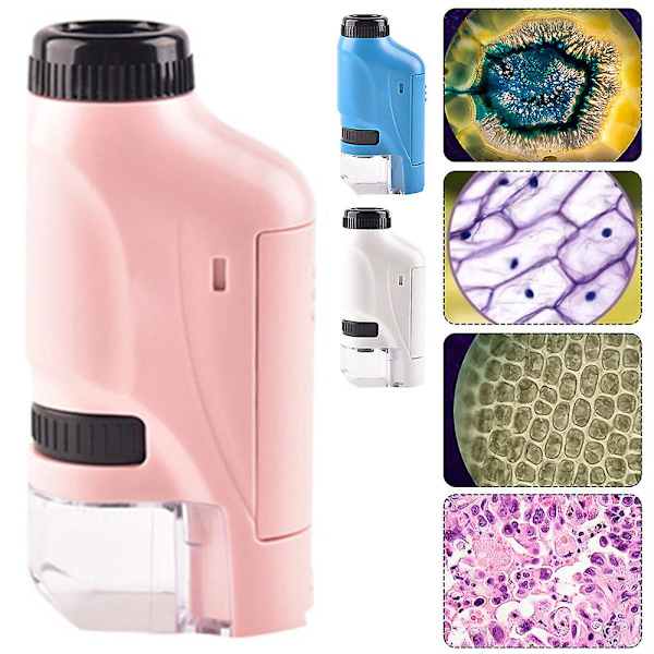 Håndholdt mikroskop 60-120x lommemikroskop LED-lys Bærbart minimikroskop pink