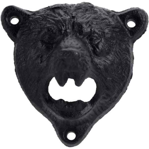 Väggmonterad björnhuvud form flasköppnare Gjutjärn Sodaglas