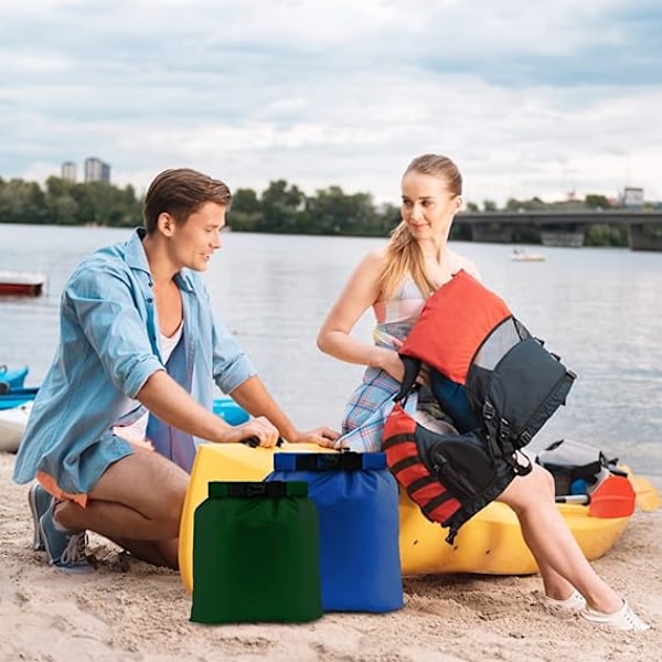 Vanntett tørrpose sett 6 stk, lett tørrpose kanoposer vanntett pose for kajakkpadling rafting båtliv fotturer camping reiser backpacking