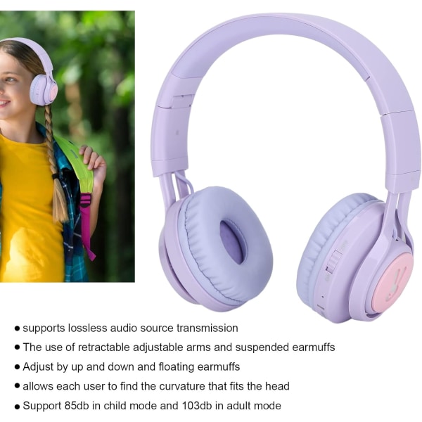 Langattomat kuulokkeet lapsille, säädettävät BT 5.0 lasten kuulokkeet universal