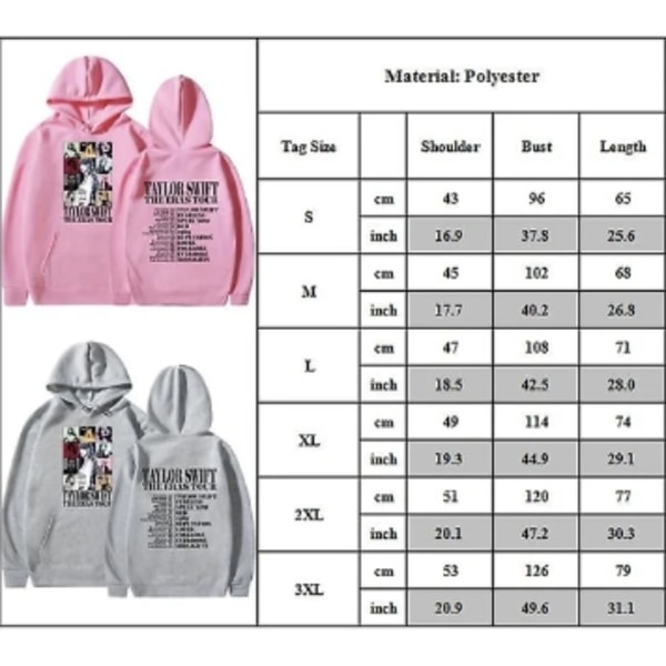 Herr Dam Taylor The Eras Tour Høst/Vinter Taylor Swift Fashion Hoodie Fan Hoodie Blå blue XS