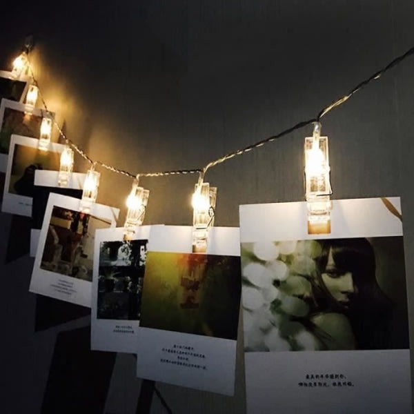 20 lysdioder fotoklämmor Fairy Lights, LED fotoklipp strängljus
