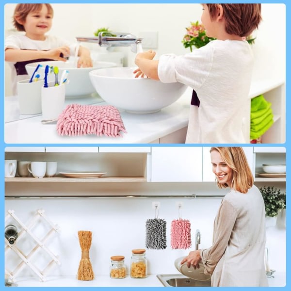 Hængehåndklæder - Bløde og luftige mikrofiberhåndklæder - Superabsorberende med ophængningsløkke til køkken og badeværelse