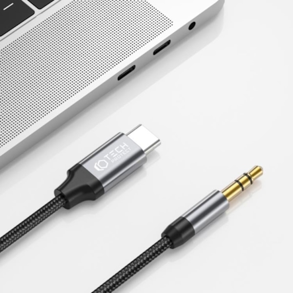 Tech-Protect USB-C till Aux Mini (3,5 mm) Kabel 120 cm Svart 50