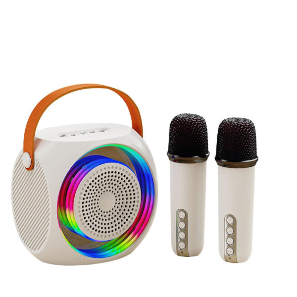 Bærbar Bluetooth-høyttaler med 2 trådløse mikrofoner for barn og voksne med LED-lys