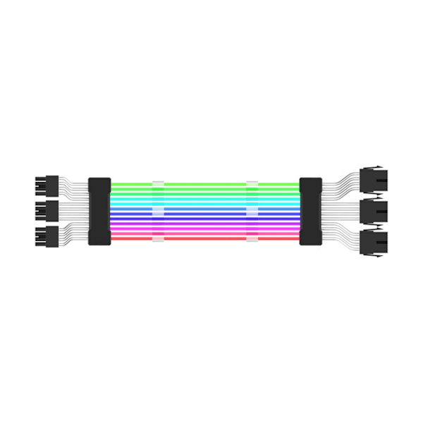 PC-kotelo- PSU-jatkojohto RGB-kaapeli 24Pin PCI-E GPU 8PinX2, 8PinX3 Neon-värijohto ARGB Streamer-siirtoadapteri 5V3Pin Musta Black 3x8p