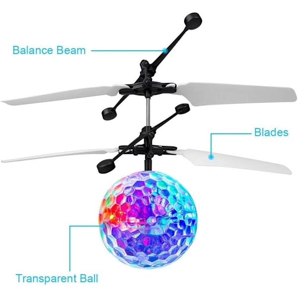 Flygende ballleketøy, fjernstyrt fly med LED-lys RC Helic