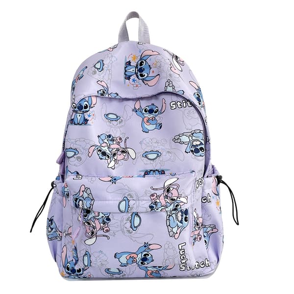 Rygsæk med Stitch-tema, stor kapacitet, bærbar, velegnet til studerende og børn. Purple