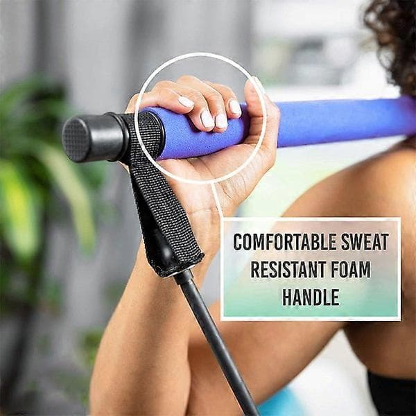 Pilates Bar Set Resistance Bands Adjustable Straps Workout Purple-FF- Blue