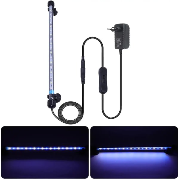 LED akvariebelysning, vandtæt LED blå & hvid, 37cm