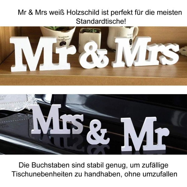Mr & Mrs Wood Lettres minuscules Bokstäver Sign Top Bord
