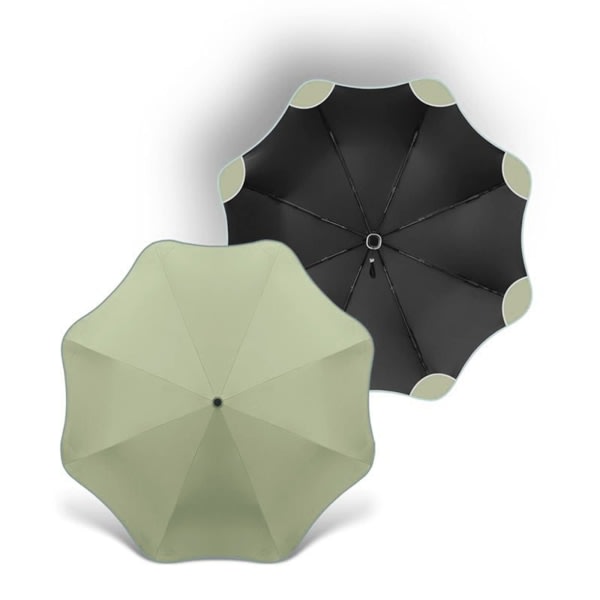 Rundt hjørne paraply med reflekterende stripe 8 ribber (grønn)