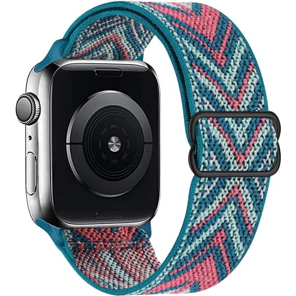 Stretchy Solo Loop Strap Kompatibel med Apple Watch Band 38mm 40mm 41mm,Justerbar Stretch Flettet Elastisk Vævet Nylon Damer Mænd,Grøn pil