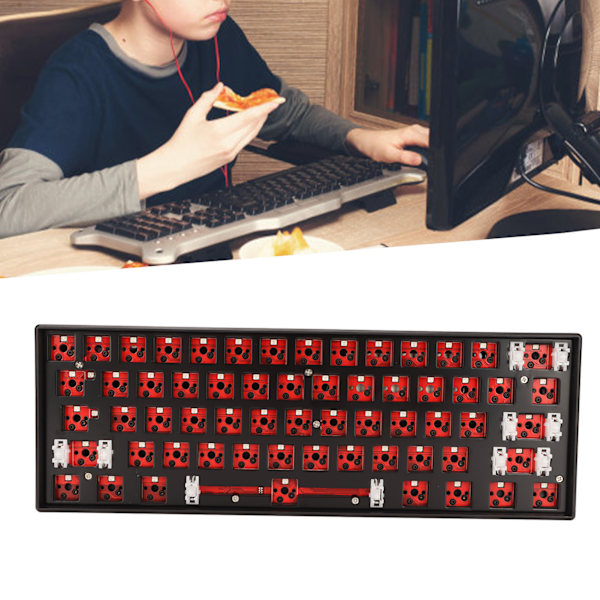 61-tangenters mekaniskt tangentbord DIY-kit stöder trådlöst 2,4G BT 3.0 5.0 typ C trådbundet modulärt mekaniskt speltangentbord med RGB Black