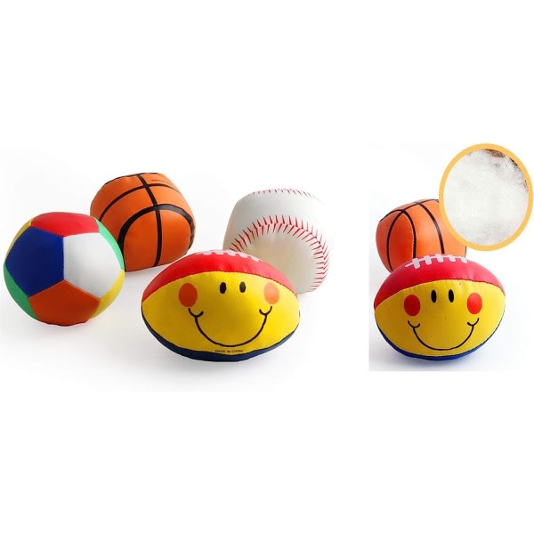 4 barn Soft Ball Sport Fotboll Basket Rugby og baseball Bomullsbollar, mykt materiale, Inomhus Lekboll Fånga og kasta Lärande toddler