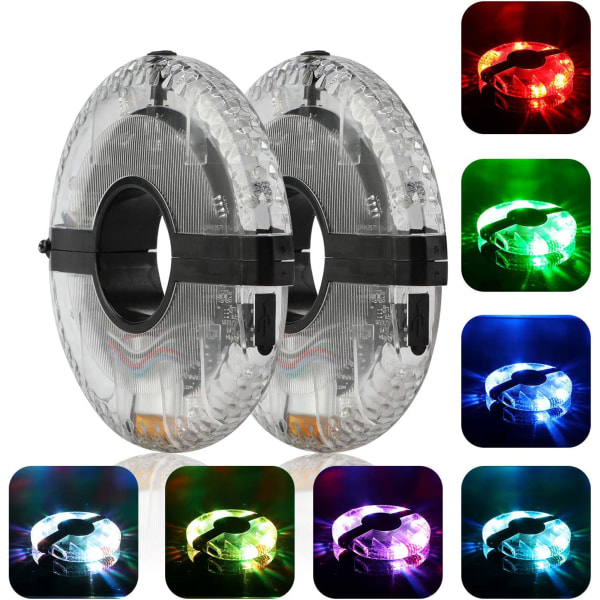 Cykelhublampa, 7 LED 9 farver 18 billeder Vattentät USB