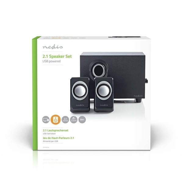 Nedis PC-högtalare | 2.1 | 33 W | 3,5 mm hane | USB-ström | Volymkontroll 1720