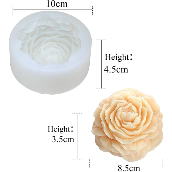 rosblommor 3D silikonljusform, livsmedelsgodkänd form för sojavaxljus, bivax, aromaterapi, choklad, ljusmpule