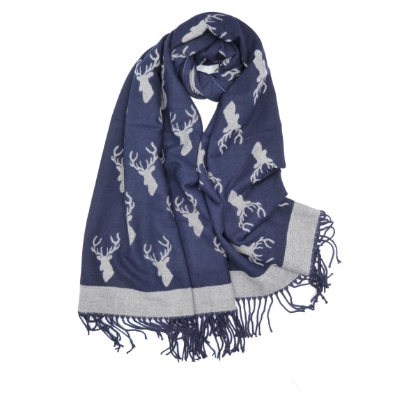 Deer Print Vinter Scarf Wrap Pashmina Vändbar Varm filt Scarfar Jul Scarf Julklapp