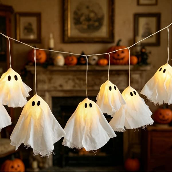 Halloween lysande spöktema-dekorationer, festprydnader, skrivbordsdekorationer och hängen. Basic model