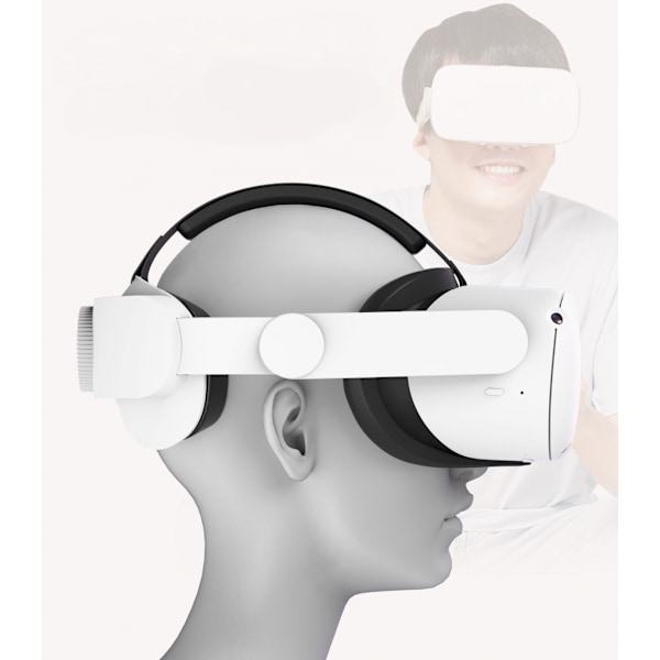 Säädettävä pääpanta Oculus/Meta Quest 2 VR-kuulokkeille, VR-pääpanta Oculus Quest 2:lle, VR-pelikokemuksen parantaminen ja mukavuus, valkoinen