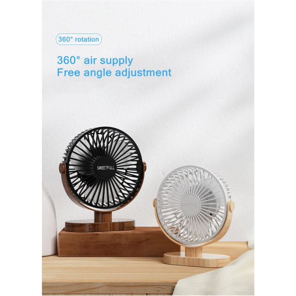 360° roterende 3-hastigheds ventilator black