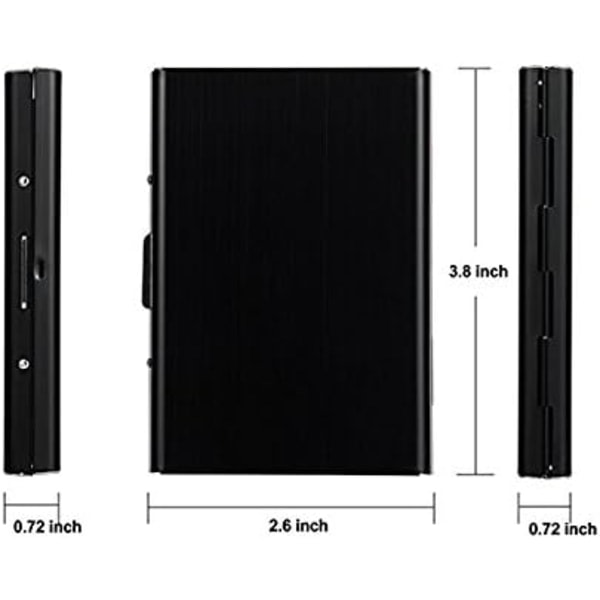 Luottokorttisuojalompakko, ruostumattomasta teräksestä valmistettu case, metallinen case , jossa 6 PVC-lokeroa (musta)