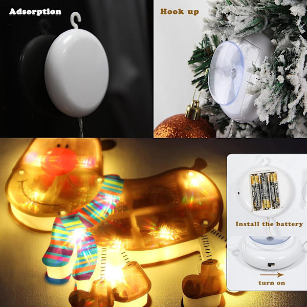 Lighted Window Ornament til Jul Bettery Operated