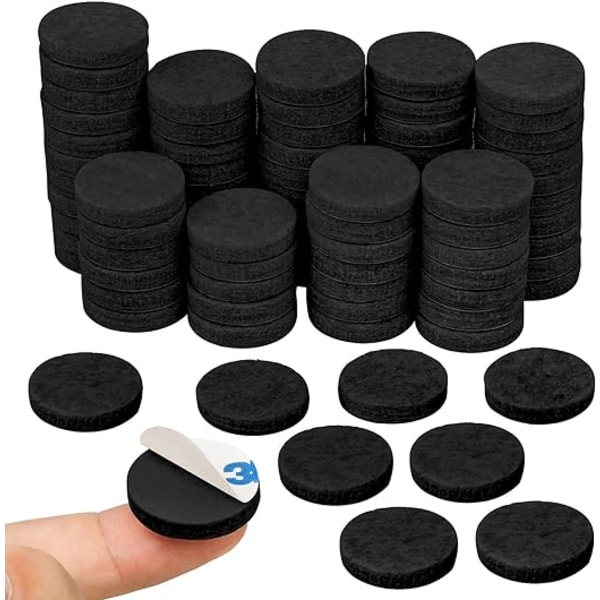 80 möbelfiltar (svarta, diameter 2,5 cm, tykk