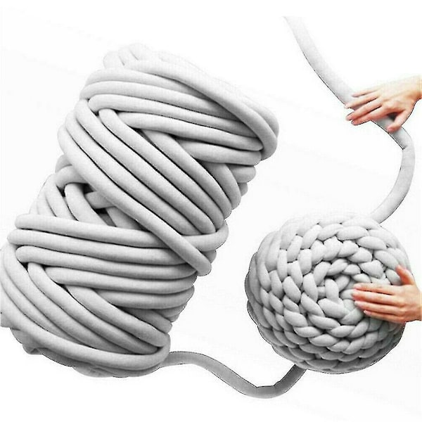 500g/1kg DIY Chunky Garn Jumbostickning Jättearmstickning Filt Tjock Vävning Manuell Hög kvalitet - Perfet Ljusgrå-XF7- Light gray 1000g