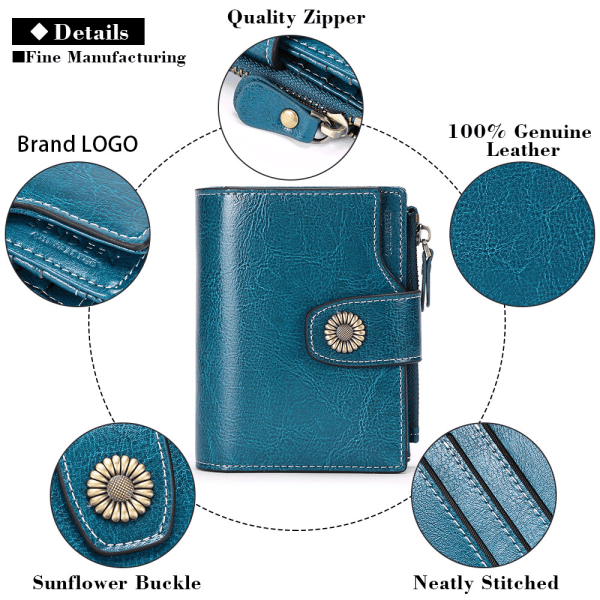 Liten plånbok RFID Bifold-plånböcker för damer (svart)