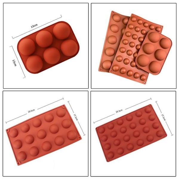 Silikonform / Isform / Chokoladeform - Halvkugle Brun Brown 15 hål