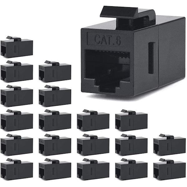 (20-PAKNING) RJ45 Koblingskontakt - Koble sammen flere nettverkskabler (20-PACK)