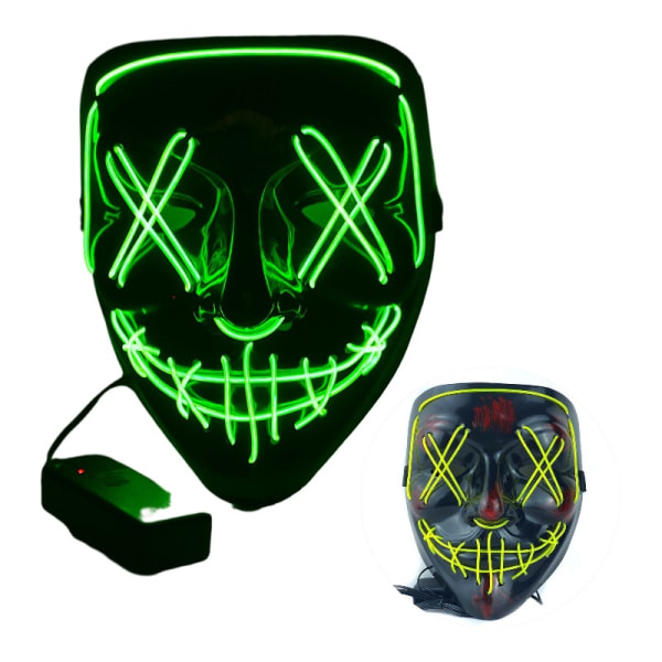 Halloween-maske LED-lysmaske El-tråd lyser opp The Purge-film kostymelys Halloween-fest fluorescent green