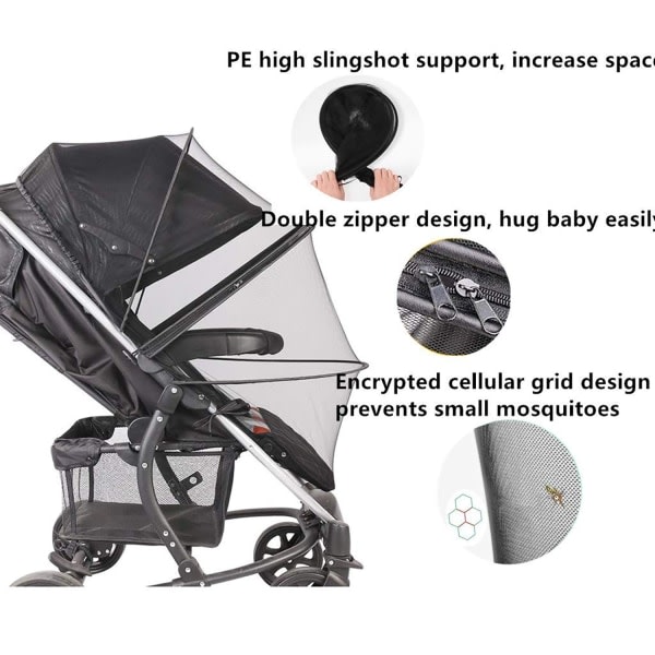 (Vit) Myggnät till Barnvagn Universal Baby Myggnät Dur