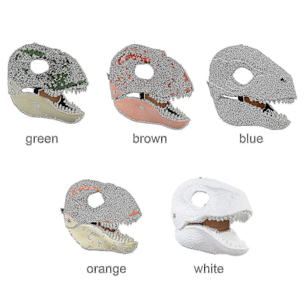 Dinosauruspäähine, Jurassic World -dinosauruslelut avattavalla liikkuvalla leualla, velociraptor-päähine ja tyrannosaurus rex -päähine (FMY) White