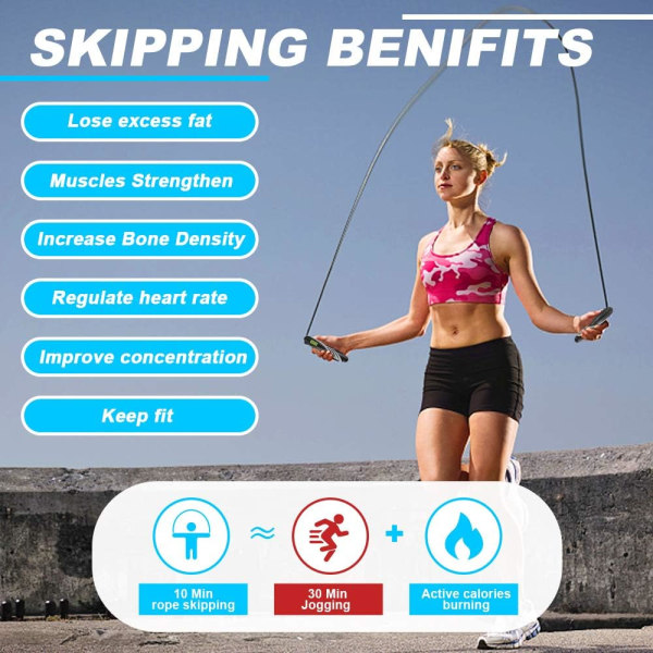 Jump Rope Digital Counter Justerbar - Speed ​​Rope Jumping Rope