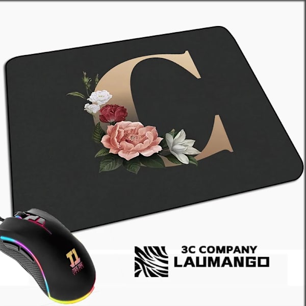 Lille Spillemusmåtte Gylden Initial Navn Mønster Kawaii Musmåtte Gamer Mini Computer Anime Måtte Gummimåtte Pc Tilbehør Måtter GG002031 GG002031 40x50cm