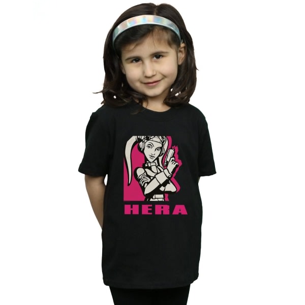 Star Wars Girls Rebels Hera Cotton T-Shirt 7-8 år Sort 7-8 år