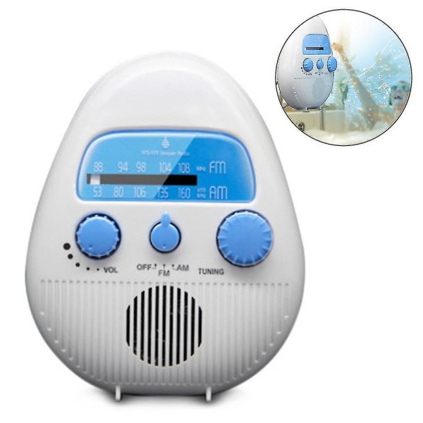 Batteridriven vattentät duschklockradio - hängande trådlös mini bärbar högtalare med digital klocka och LCD-skärm för hemmabruk Blå