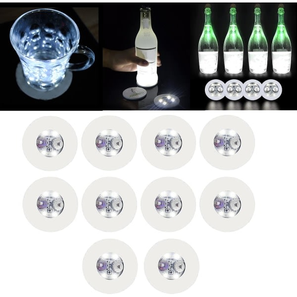 10. LED-underlag, Light Up Coasters LED - Stick on flaska/glas - Perfekt for fest, bröllop