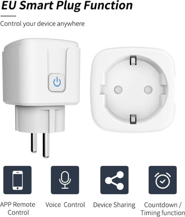 Smartplugg 16A med timer energibesparande kompatibel med Alexa Google Home 1-pack 1PC