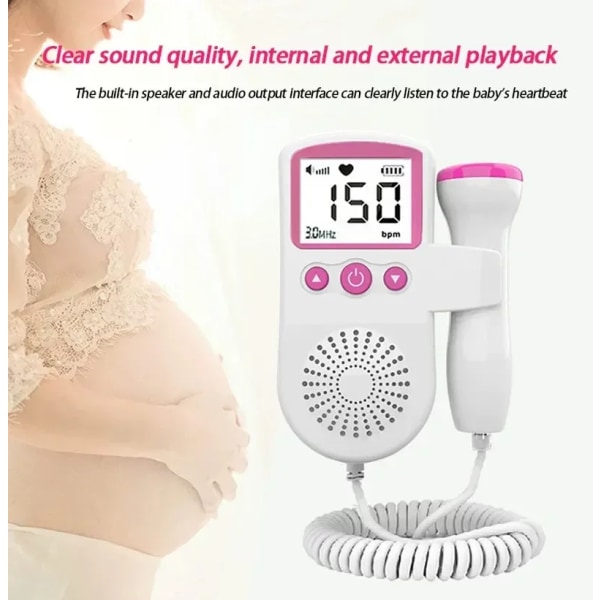 Hemma Fetal Doppler, Baby Fickhjärtfrekvens Doppler Hjärtmonitor för Graviditet och Test Klar blue