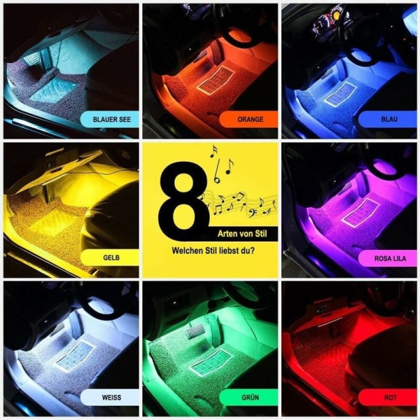 4-pack bil LED interiörbelysning - 72 Flerfärgad LED bil interiör