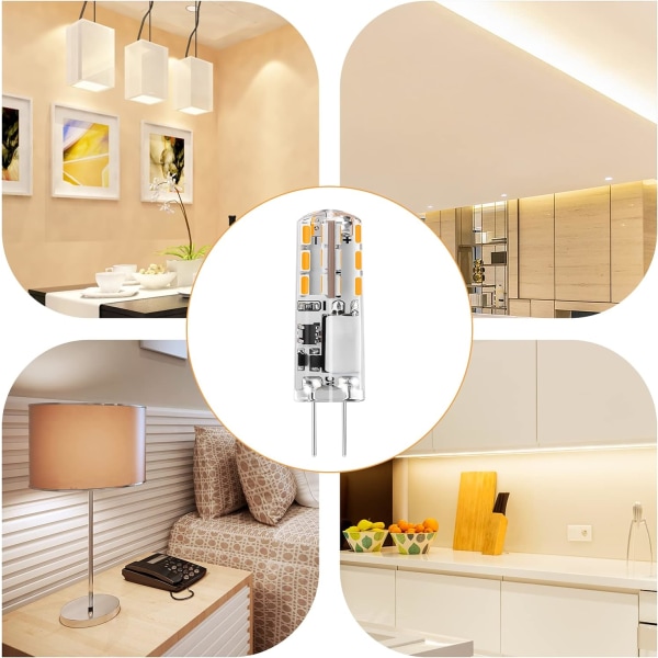 G4 LED-pærer 12V Varmt Hvid 3000K 120LM, 2W Ikke-dimbar 10-pak