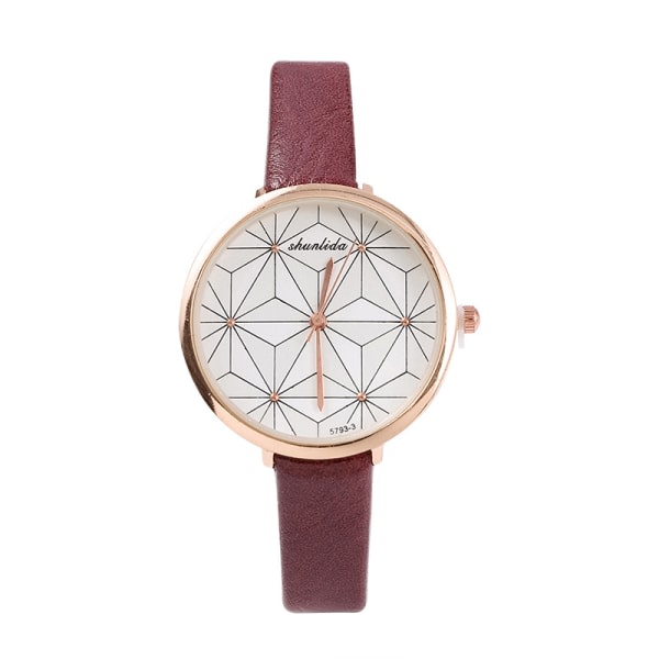 Personlig watch med geometriskt mönster och liten urtavla Röd