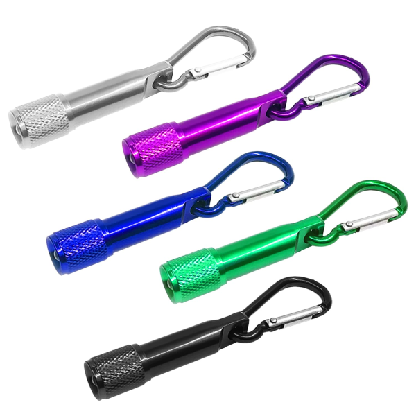5 kpl värikkäitä mini taskulamppuja avaimenperällä, alumiiniseoksesta valmistetut kannettavat taskulamput, soveltuvat retkeilyyn, vuorikiipeilyyn