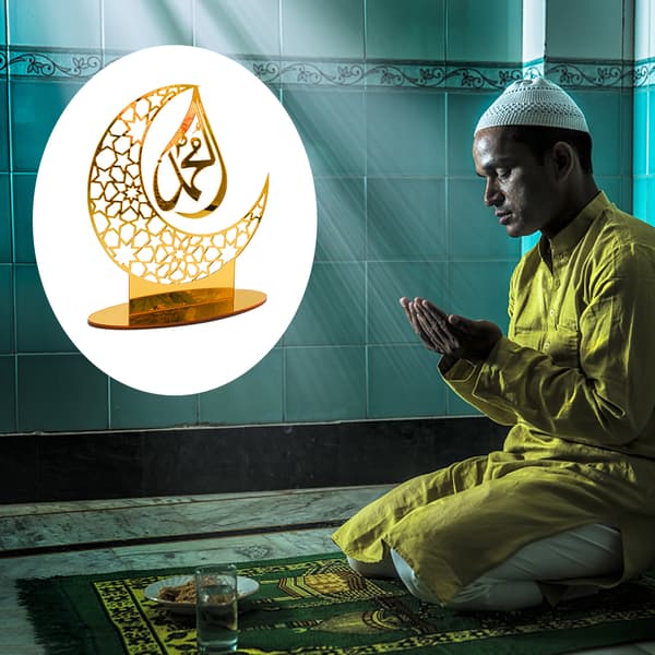 Eid Mubarak Akryl Ornament Ramadan Guld Måne Dekoration for-FF-