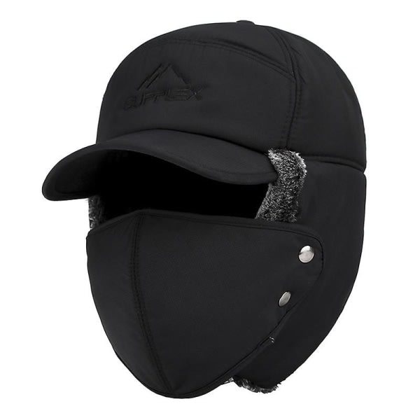 Tuulenpitävä lämmin cap ja hattu miehille - Väri: Musta
